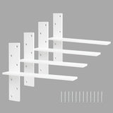 Floating Shelf Bracket 3/8 Thick Heavy Duty Shelf Brackets White 4 Pack Free Hanging Countertop Support Bracket 18 Lx2.5 W Float
