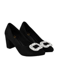 Shoetopia Rhinestone Buckle Detailed Black Pumps For Women & Girls /Eu38,Black,5,B0CK5M48C7