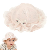 Zibuyu Sweet Lace Bow Baby Sun Hat For Babies, Breathable Wide Brim Summer Bucket Hat For Infant Toddler Girls, Outdoor Sun Prot