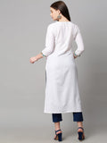 Anni Designer Women'S Cotton Blend Traditional Straight Solid Kurta And Pant Set (Dona White_Xxl_White_Xx-Large),White,2XL,Cotton Blend,Regular,Pants