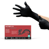 Ansell Microflex Black Dragon BD100L 6mil Disposable Latex Gloves w/Full Texture for Food Processing, Automotive XL, Black (B