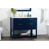 Elegant Decor Larkin 42 Solid Wood Mdf Single Bathroom Vanity In Blue