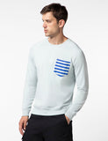 FYLTR Men's Casual Raglan Sleeve Sweatshirt with Pocket Detail - Full Sleeve | Rib Hem & Cuff | Casual Winterwear for Men,Crystal Clear