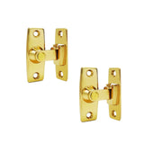 QCAA 2.5 Heavy Forged Solid Brass Door Latch, 90 Degree Right Angle Door Latch Buckle for Doors & Windows, Vibriated Brass, 1 Pa