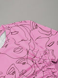Toplot Printed Crop Top For Women With Short Sleeve (Crop-Top-5100-Pink-Xs),Pink,,B0CBPSC2YY