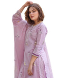 Anni Designer Women'S Rayon Blend Hand Block Printed Straight Kurta With Pant & Dupatta (Ragsri-Purple-Nw_S_Purple_Small),Purple,S