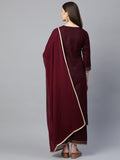 Gosriki Women'S Cotton Straight Kurta With Palazzo & Dupatta (Kpzd-Cot-10127-Maroon_4Xl-Go_Grey_Xxxxx-Large),Maroon,4,B0BCWYCRB2