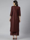 Gosriki Women'S Cotton Blend Printed Straight Kurta With Palazzo (Ridhma Maroon_L-Go_Maroon_Large),Maroon,,B0B1WSBW2Z