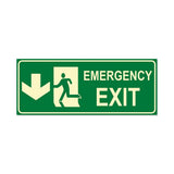 Canvas Bubble Emergency Exit Night Glow Sign Board | Bottom Arrow 10x4 Inch | Unbreakable ACP Sheet for Indoor & Outdoor Safety