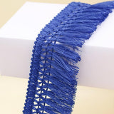 10 Yard 40mm/1.57 Inch Royal Blue Vintage Knotted Cotton Fringe Tassels Trim, Boho Long Fringe Trim for Drapery Curtain Pillow C