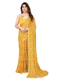Satrani Womens Pure Chiffon Saree (3218S218N_Turmeric Yellow & Multi6)