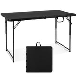 Byliable Folding Table 4 Foot Portable Heavy Duty Plastic Fold-in-Half Utility Table Small Indoor Outdoor Adjustable Height Fold