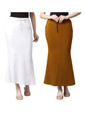 GRECIILOOKS Microfiber Saree Shapewear Petticoat for Women, Cotton Blended Shape Wear for Saree(White&Mustard_M)