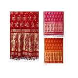 Radhe Radhe Printed Pooja Shawl(Stall) Chunari Devotional Cloth For Mandir, Bhajan & Hindu Religious Use Red RaniOrange Stal