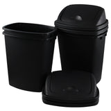 Asking 10 Gallon Kitchen Garbage Can with Swing Top, 4 Pack Plastic Kitchen Trash Bins with Swing Lid, Black