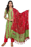Anni Designer Women'S Rayon Blend Straight Printed Kurta With Pant & Dupatta (Sibori-Methi-Tgd_S_Green_Small),Green,S