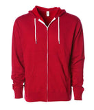 Independent Trading Co. Unisex Lightweight Full-Zip Hooded Sweatshirt - Red, Xl