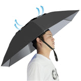 NEW-Vi Fishing Umbrella Hat Folding Adjustable Sun Rain Cap, 37.4 Oversize Hands Free Umbrellas, 7-Ribs Anti-UV Waterproof Hea