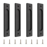 MOROBOR Rectangular Recessed Sliding Door Pulls, 4pcs Matte Black Flush Pull Aluminum Alloy Closet Door Finger Pulls with Screws