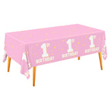 Gatherfun Baby Girl Party Supplies Set: 1st Birthday Decorations, Includes 2-Pack Baby Girl-Themed Tablecloths for First Birthda