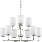 Progress Lighting Merry Collection 9-Light Brushed Nickel Etched Glass Transitional Chandelier Light