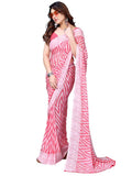 Satrani Womens Pure Georgette Saree (3201S2294NA_Pink & White)