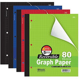 Bazic 4/5 Reversible Graph Paper, 8 1/2 X 11, 80 Sheets (Assorted Colors)