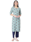 Pinkmint Kurta Set for Women Cotton Printed Straight Kurta with Pant (Pack of 1)