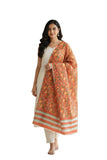 India Scarves Rust Green Mul Cotton Dupatta | Sanganeri Tropical Floral Block Print | 250X120Cm IsyvskA10