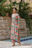 Anni Designer Women'S Cotton Blend Straight Printed Kurta With Palazzo (Chinki Green_3Xl_Green_Xxx-Large),Green,3XL,Rayon Blend,Regular,