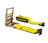 Mytee Products Ratchet Tie-Down Straps with Flat Hooks, 4 x 30' Ratchet Straps Yellow | 16,200 Lbs Breaking Strength | TieDown R
