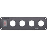 Blue Sea Systems 4369 Water-Resistant Accessory Panel, 4 Blank Sockets, Grey