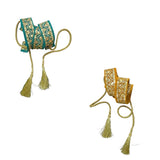 The Cool Grandmom Combo Of 2 Stylish Fabric Belts For Women Saree | Turquoise Green + Mustard Yellow | Easy To Tie And Adjustabl
