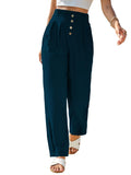 Toplot Women Casual Slanted Pocket Elastic Waist Tapered Pants (Pleated-Pant-5194-Turquoise-34),Turquoise,34,B0D9JFVTJV