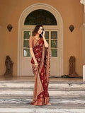 Womanista Womens Woven Design Art Silk Ready To Wear Saree (Ti_4122_Maroon) Maroon Xl