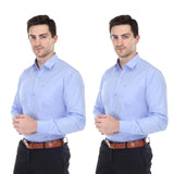 Xjarvis Clifton Men'S Regular Fit Cotton Blend Plain Shirt Full Sleeves Casual & Formal Summer Shirt With Pocket Design & Spread Collar Pack Of 2 (Blue S),Blue Pack of 2,,B0D451VZ8W