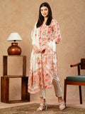 Anni Designer Women'S Cotton Blend Straight Printed Kurta With Pant & Dupatta (Dhama Peach_L_Peach_Large),Peach,L,Cotton Blend,Dhama Peach_1438,