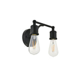 Living District Serif 2-Light Mid-Century Metal Wall Sconce In Black