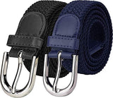 Veteran Stretchable Braided Cotton Belt For Women, Ladies Belt, Black,And Blue, Color Combo Of 2 Pcs(Stretch Belt07)