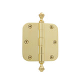 Grandeur Hardware 824306 3.5 Acorn Tip Residential Hinge with 5/8 Radius Corners in Polished Brass