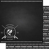 Scrapbook Customs Fishing Chalkboard Sports (37308) 12 inch x 12 inch DoubleSided Scrapbook Paper 1 Sheet