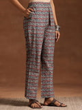 Libas Womens Printed Cotton Straight Kurta With Trousers Blue Xl 36804