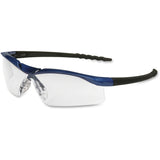 MCR SAFETY DL310AF Dallas Wraparound Safety Glasses, Metallic Blue Frame, Clear AntiFog Lens