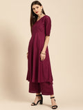 Anni Designer Women'S Cotton Straight Kurta With Palazzo (Gshk110_M_Maroon_Medium),Maroon,M,,,