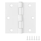 9-Pack Painted White Interior Door Hinges - 3.5-inch x 3.5-inch - Square Corner Radius Steel Door Hinge - Fits Standard Doors -