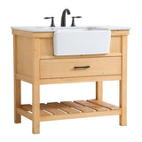 Elegant Decor Clement 36 Aluminum Mdf Single Bathroom Vanity In Natural Wood