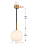Elegant Lighting Living District Baxter 1-Light Metal Pendant In Chrome And Frosted White