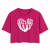 Toplot Text Printed Round Neck Crop Top For Women (Baby-Crop-Top-5200-Pink-M),Pink,,B0DCTHDR7K