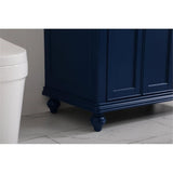 Elegant Decor Otto 36 Contemporary Solid Wood Single Bathroom Vanity In Blue