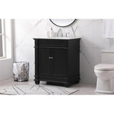 Elegant Decor Wesley 30 Solid Wood Steel Single Bathroom Vanity Set In Black